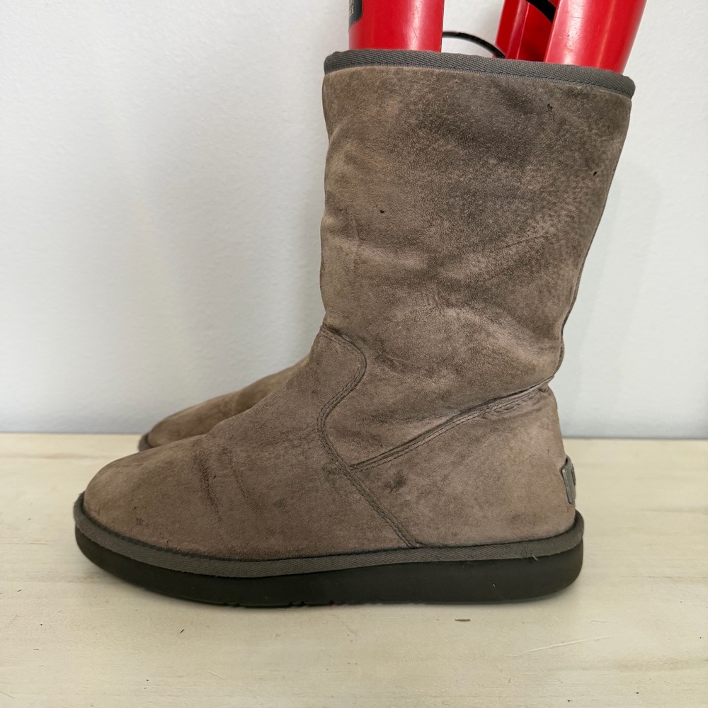 Ugg Grey Suede Pierce Sherpa Side Zipper Boots